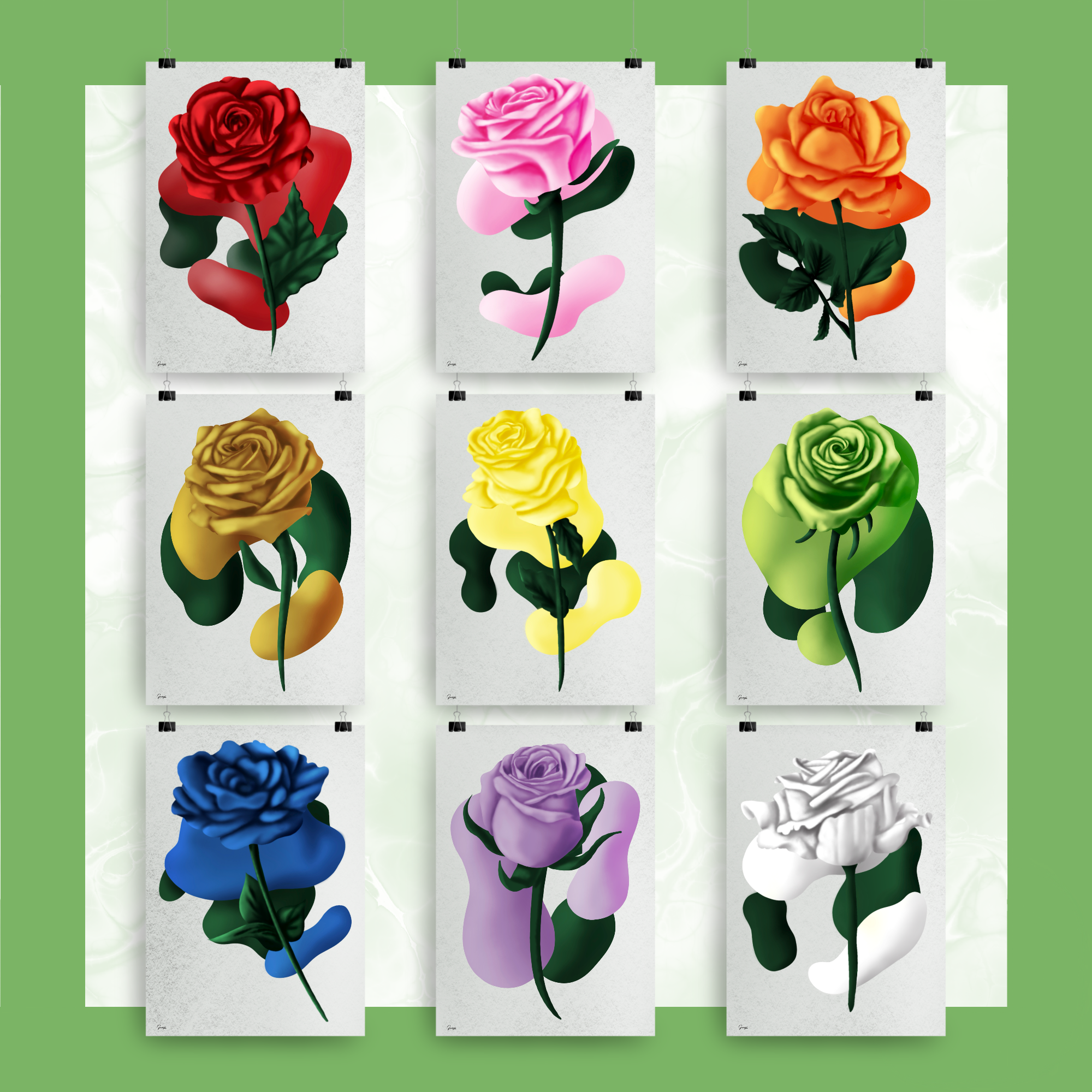 Roses ~ Affiches ~ Illustrations décoratives ~